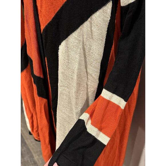 Anthropologie La Fee Verte Cardigan Color Block Sweater Orange Gold Black M/L - Picture 4 of 14